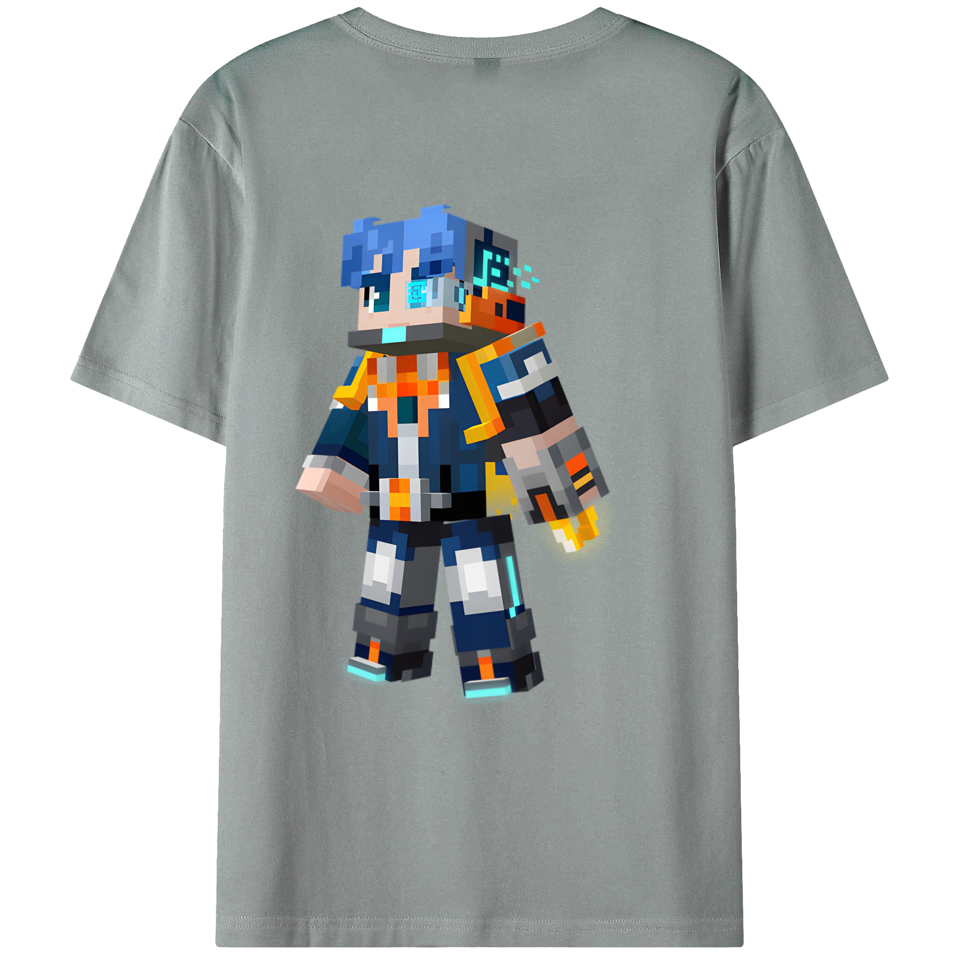 （画像用） マインクラフト ブロックの世界 Minecraft MC Block world 綿100％ メンズ半袖Tシャツ（バックプリント） 通気性